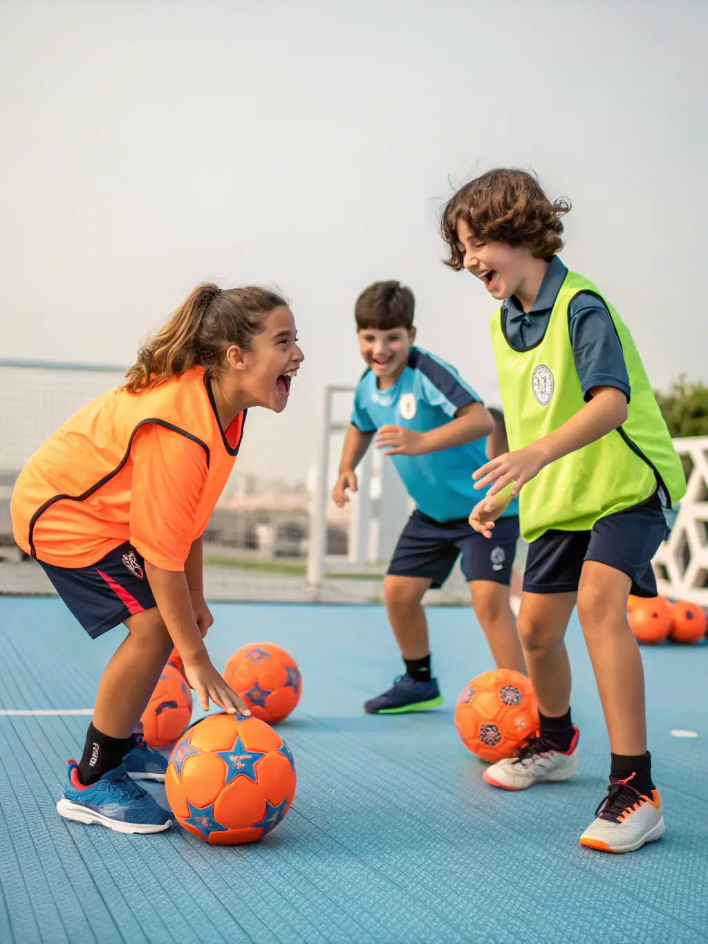 A vibrant image of children learning basic table tennis skills during a recreational session at the CSV Tennis de Table La Verpillière, showcasing the club's commitment to youth development.