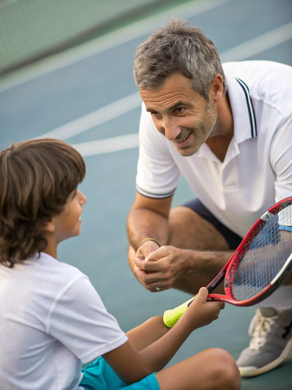 A focused image of a coach providing personalized table tennis training to a player at CSV Tennis de Table La Verpillière, highlighting the club's dedication to individual improvement.