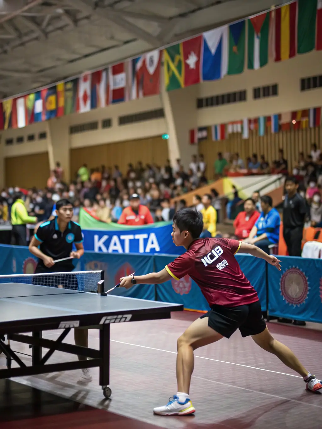 A dynamic shot of players competing in a local table tennis tournament organized by CSV Tennis de Table La Verpillière, emphasizing the club's competitive spirit.